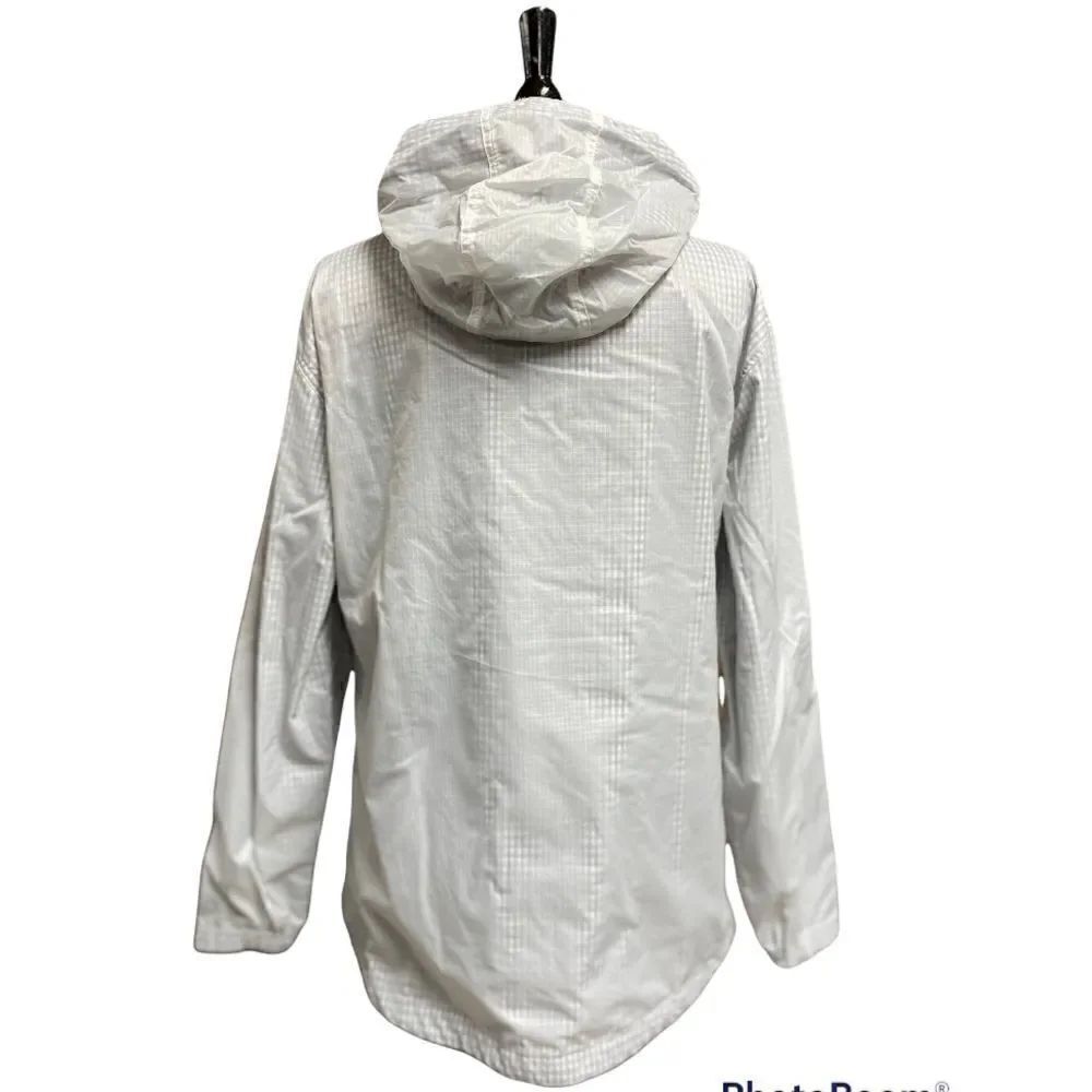 Charles Rivers White & Navy Checked 3/4 Zip Pullover Hooded Windbreaker Size M - Picture 4 of 6